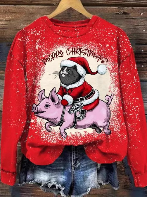 Casual Crew Neck Christmas Sweatshirt