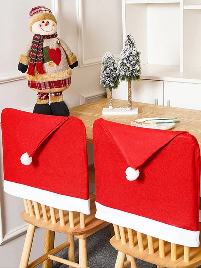 Non Woven Christmas Hat Decorative Chair Cover Christmas