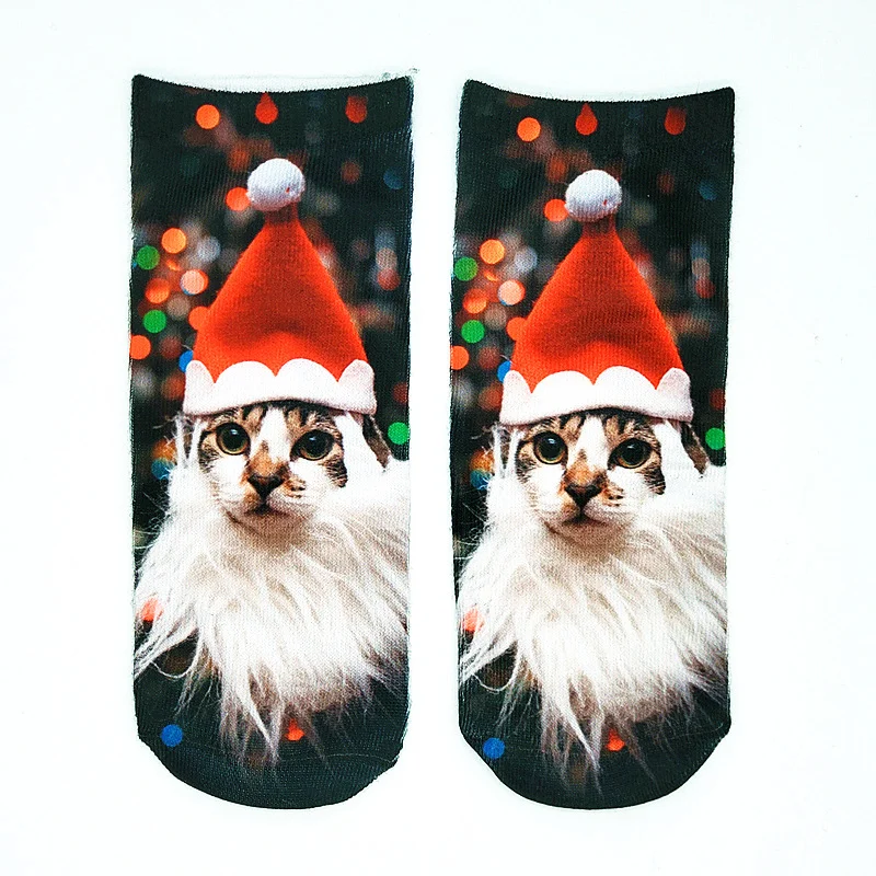 Christmas 3D Cat Pattern High Stretch Cotton Socks Festive Party Decorations