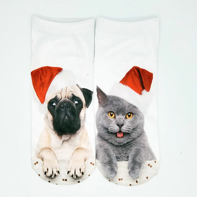 Christmas 3D Cat Pattern High Stretch Cotton Socks Festive Party Decorations