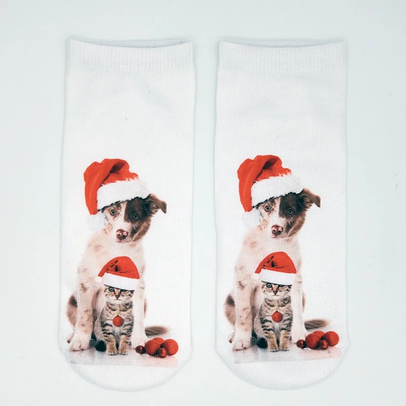 Christmas 3D Cat Pattern High Stretch Cotton Socks Festive Party Decorations