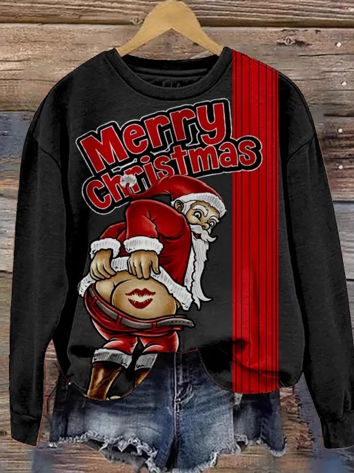 Casual Crew Neck Christmas Sweatshirt