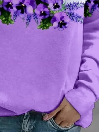 Floral Print Long Sleeve Crew Neck Sweatshirt