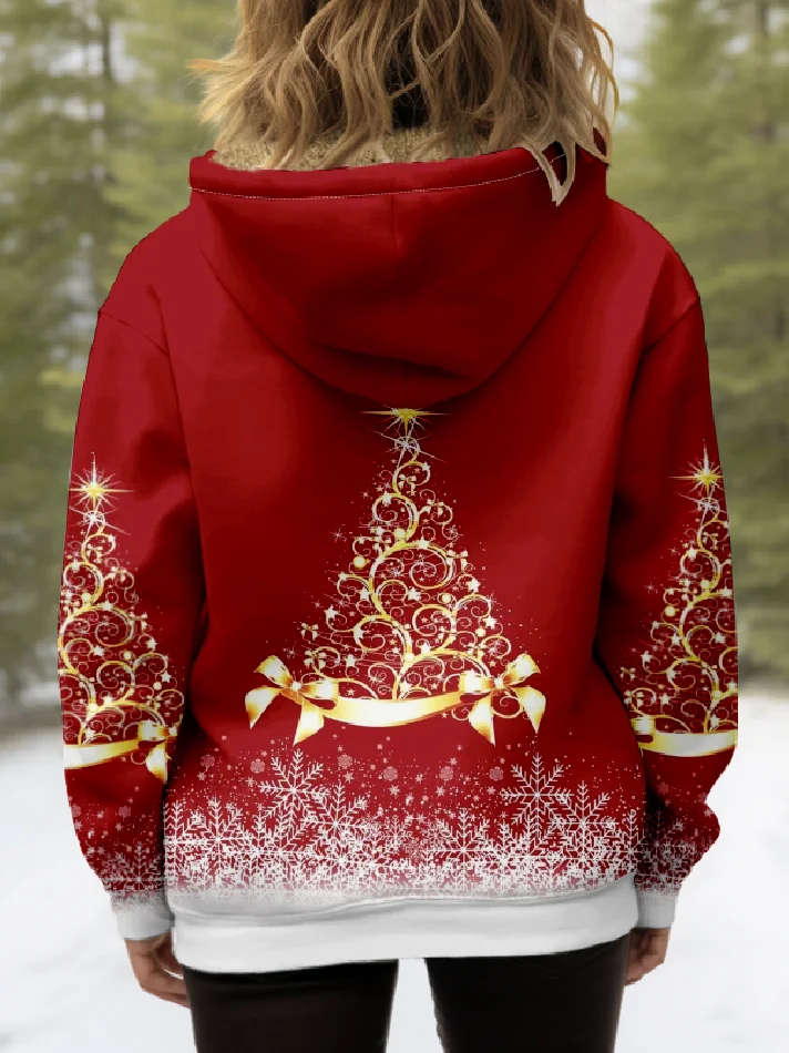 Casual Hoodie Christmas Regular Fit Padded Jacket