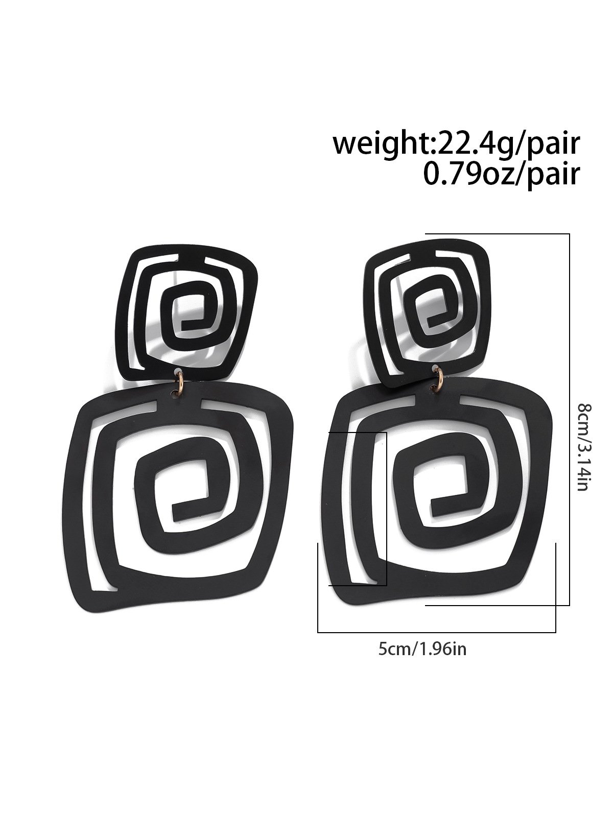 Irregular And Exaggerated Square Spiral Earrings With Personalized Metallic Iron Drip Oil Earrings