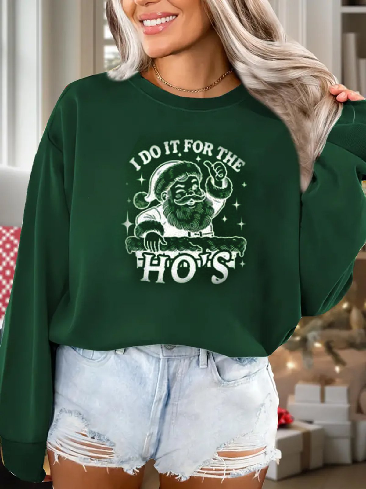 I Do It For The Ho Print Crew Neck Casual Sweatshirt