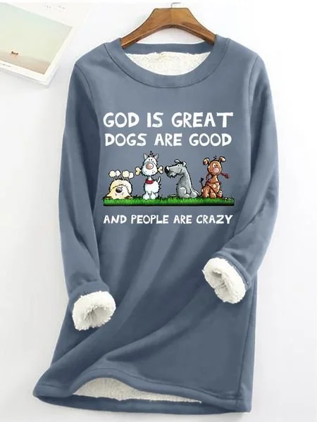 Crew Neck Casual Text Letters Loose Sweatshirt