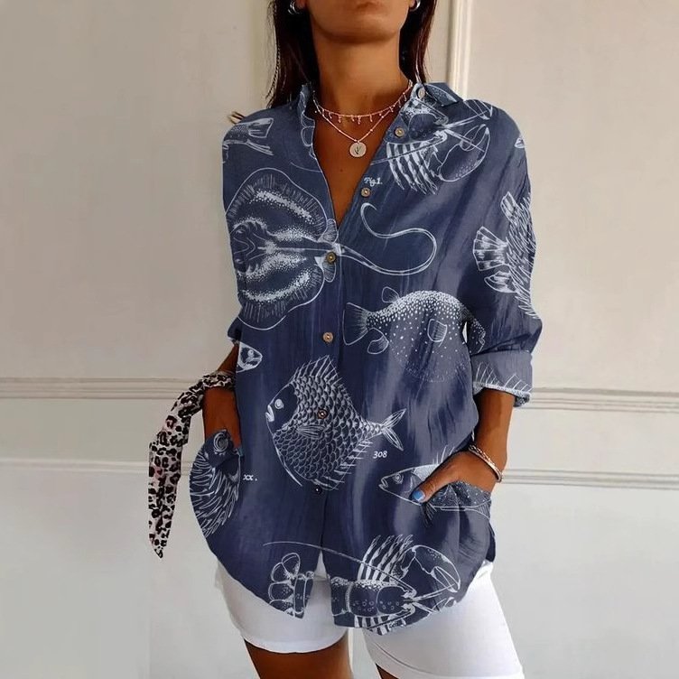 Casual Loose Geometric Shirt Collar Shirt