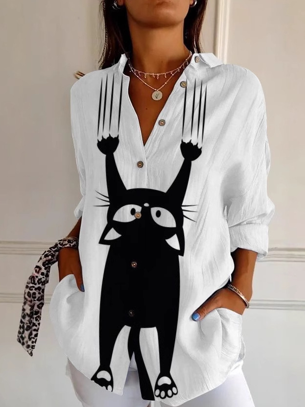 Casual Loose Geometric Shirt Collar Shirt