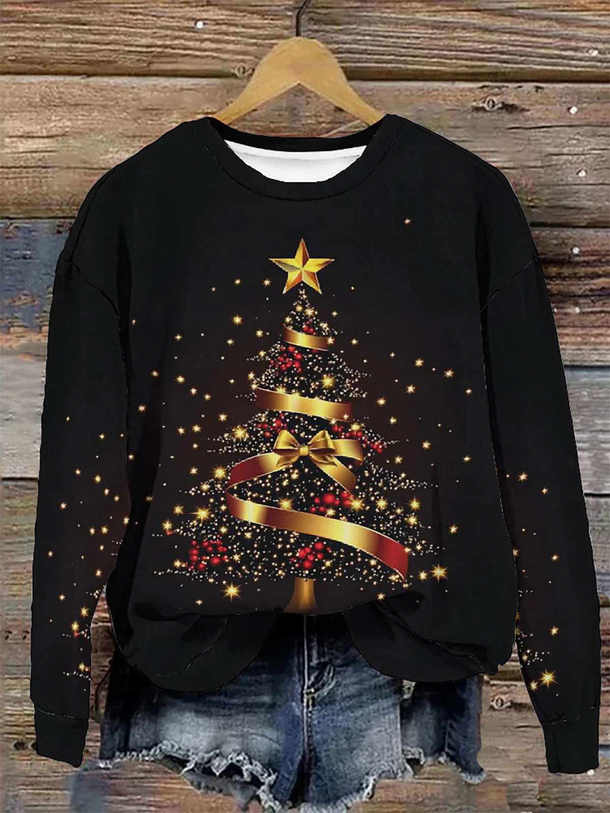 Gradual Ribbon Christmas Tree Christmas Casual Sweatshirt