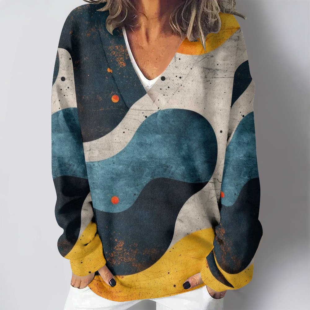 Casual Random Print Loose Sweatshirt