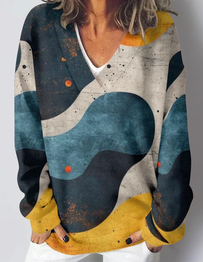 Casual Random Print Loose Sweatshirt