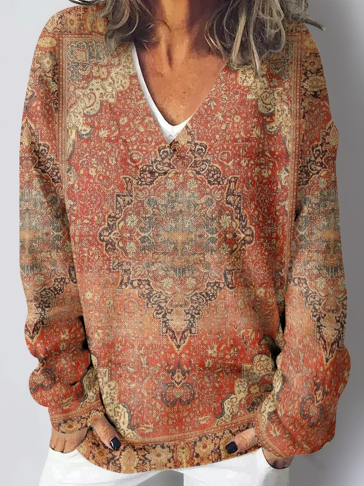 Casual Loose Ethnic Sweatshirt