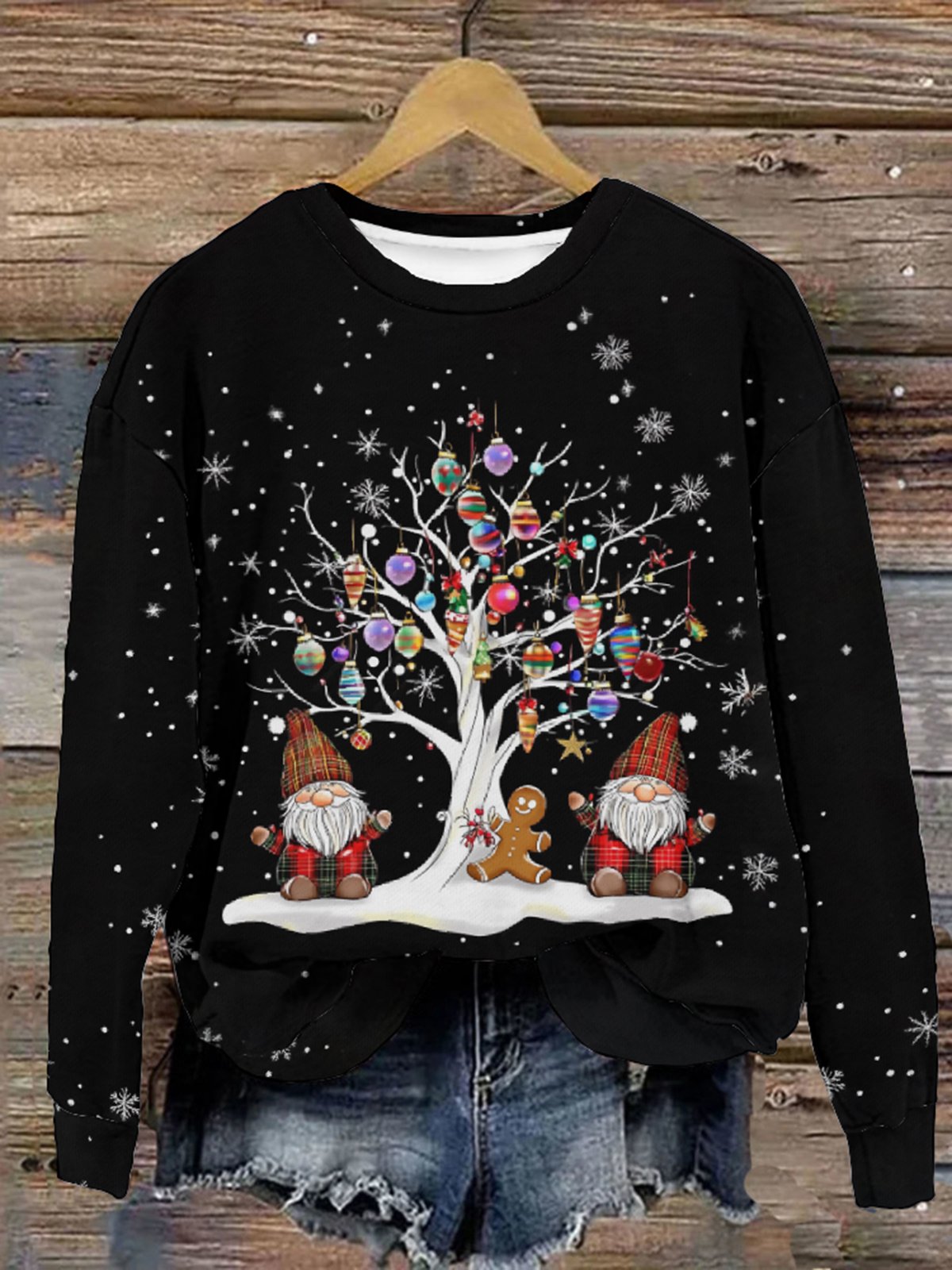 Lovely Santa Under The Christmas Tree Christmas Casual Sweatshirt