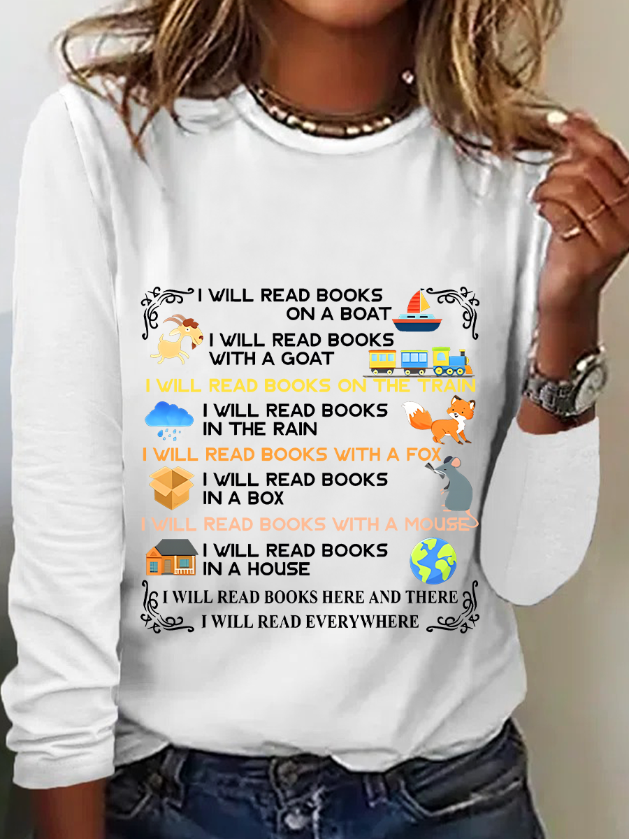 I Will Read Books On A Boat Everywhere Reading Read Books Casual Long Sleeve Shirt