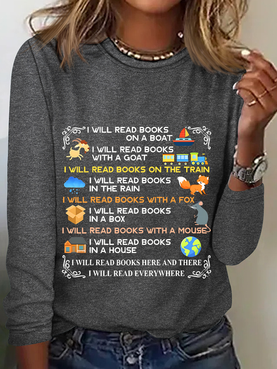 I Will Read Books On A Boat Everywhere Reading Read Books Casual Long Sleeve Shirt