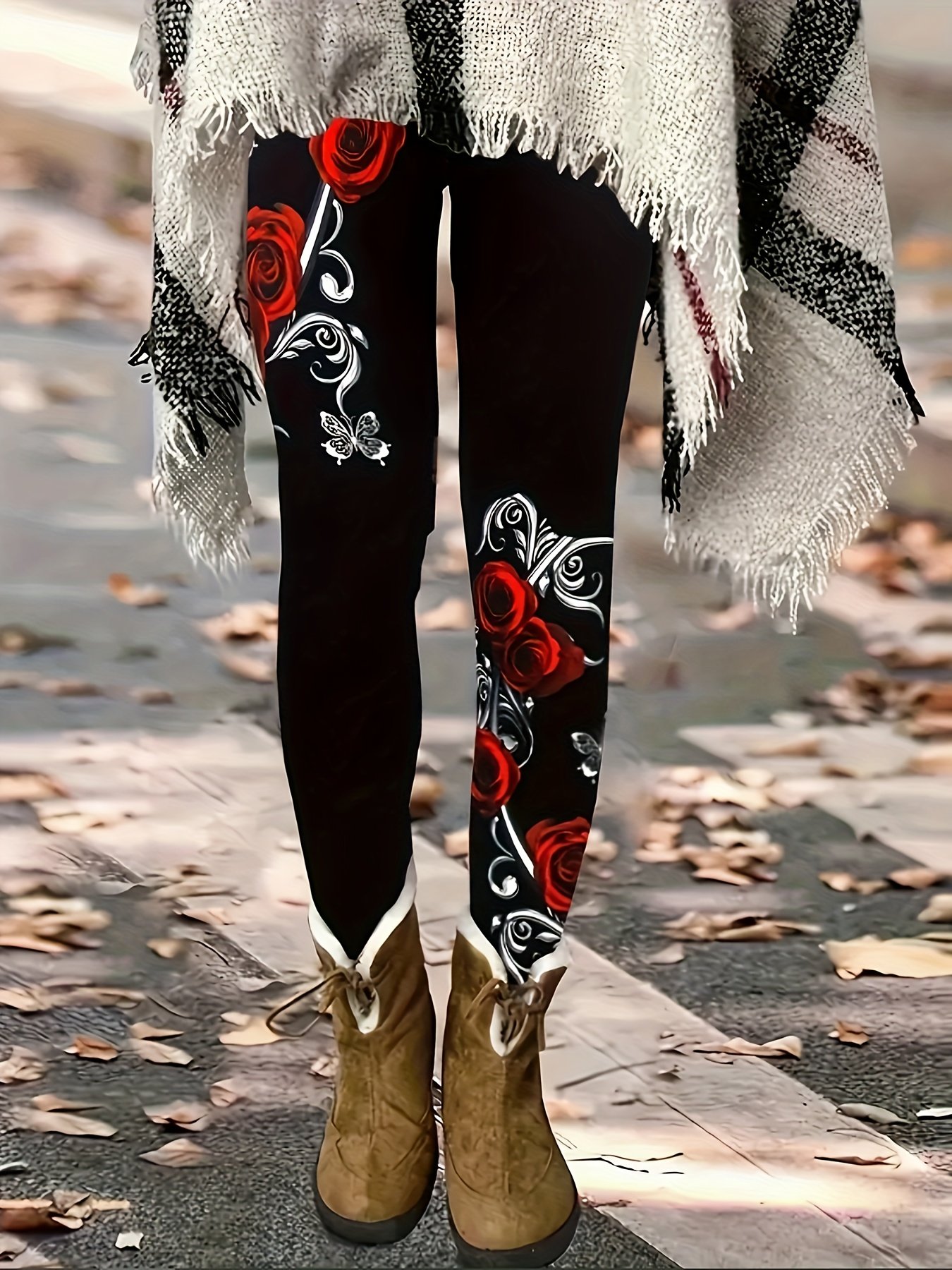 Floral Print Casual Everyday Stretch Leggings