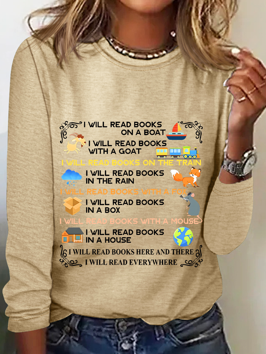 I Will Read Books On A Boat Everywhere Reading Read Books Casual Long Sleeve Shirt