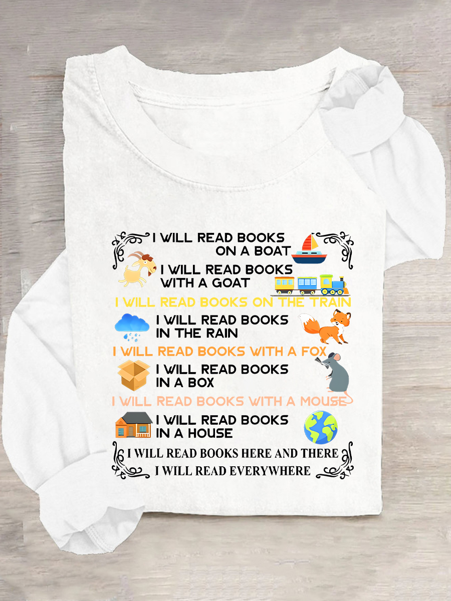 I Will Read Books On A Boat Everywhere Reading Read Books Casual Long Sleeve Shirt