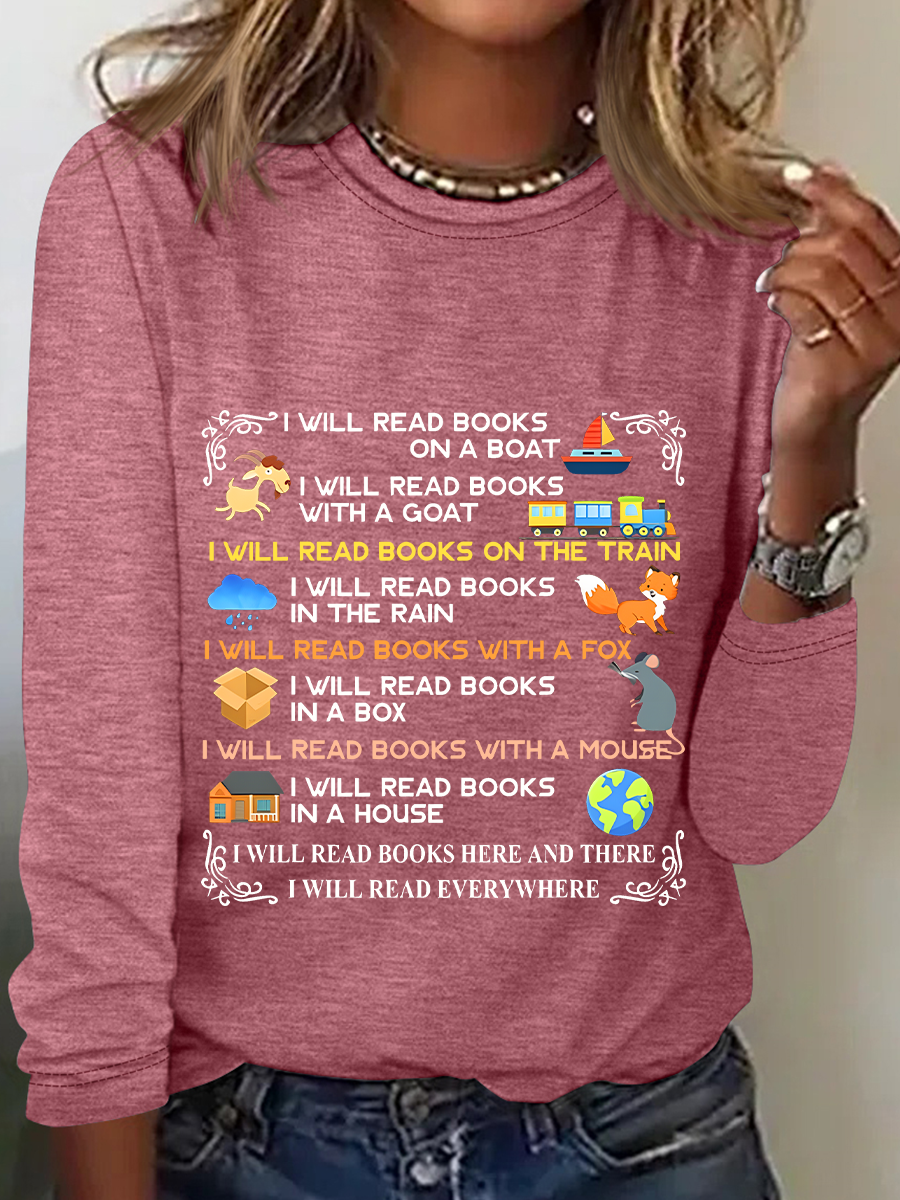 I Will Read Books On A Boat Everywhere Reading Read Books Casual Long Sleeve Shirt