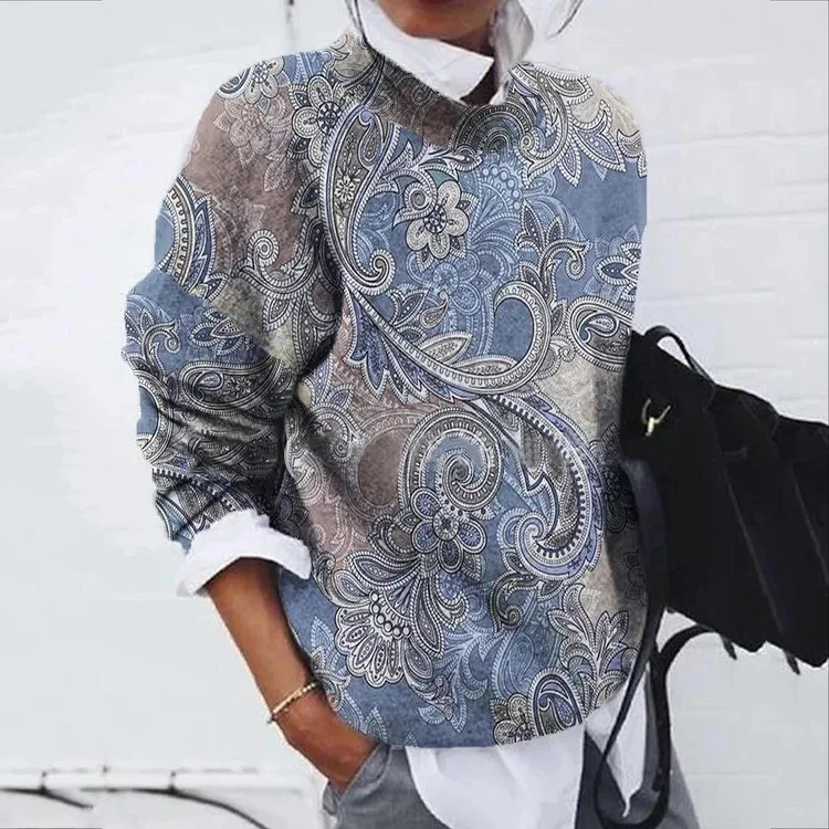 Zipper Ethnic Loose Casual Sweatshirt