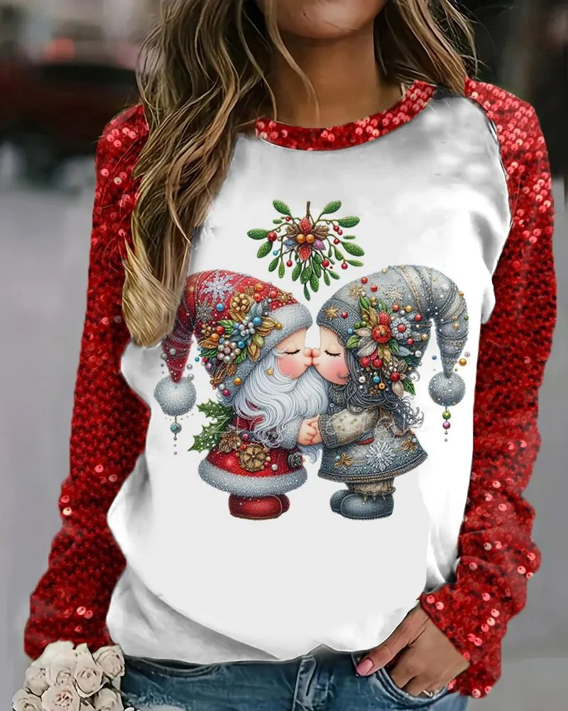 Casual Christmas Crew Neck Loose Sweatshirt