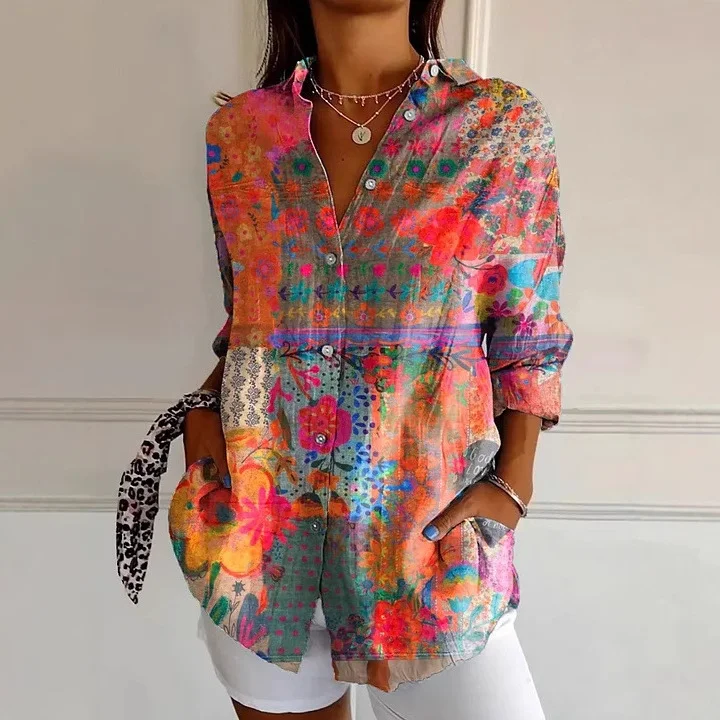 Shirt Collar Loose Ethnic Casual Shirt