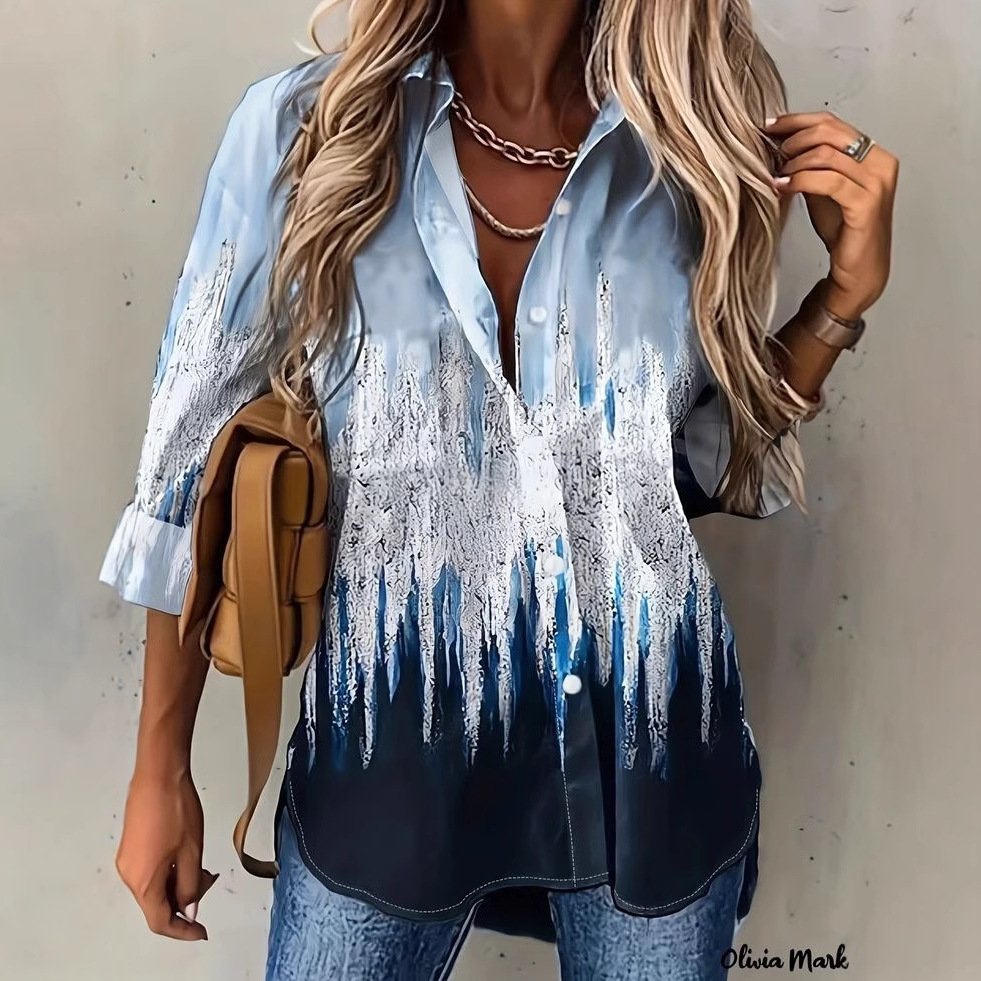 Ethnic Shirt Collar Casual Loose Shirt