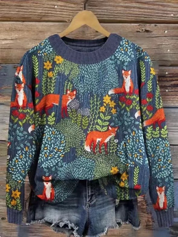 Animal Casual Crew Neck Sweater