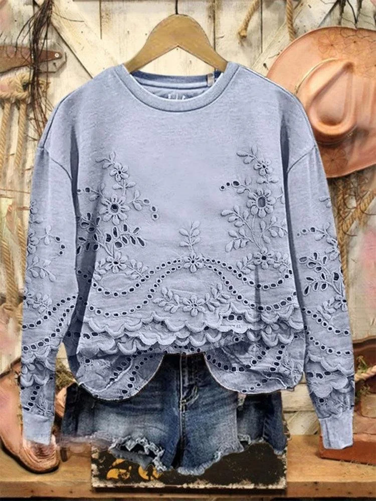 Vintage Loose 3D Printing Sweatshirt