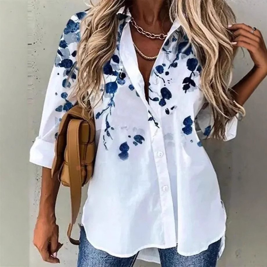 Ethnic Shirt Collar Casual Loose Shirt