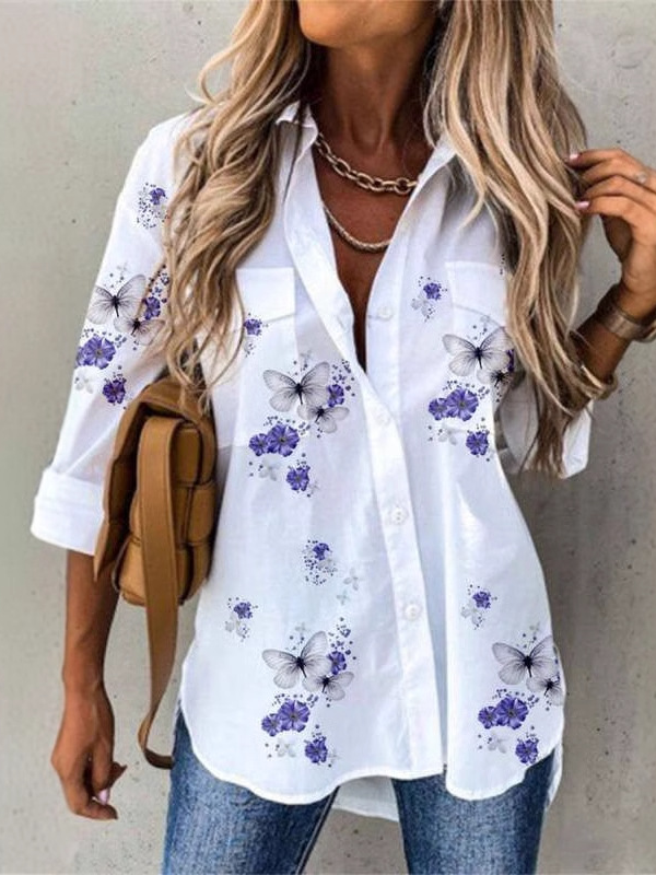 Ethnic Shirt Collar Casual Loose Shirt