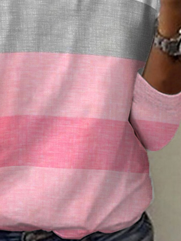 Striped Print V-Neck T-shirt