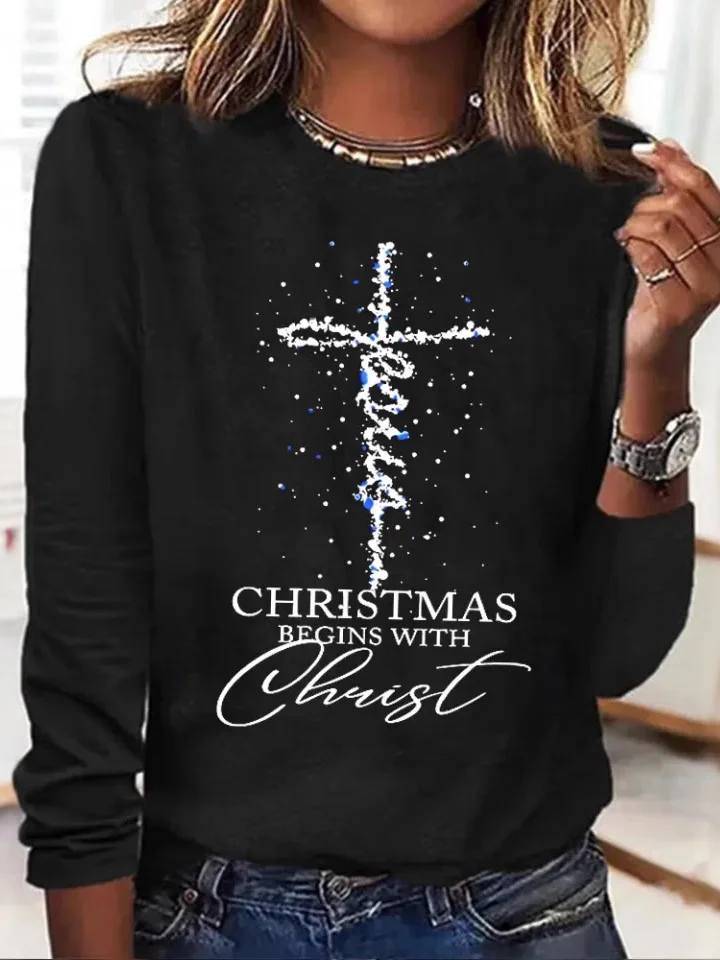 Casual Jersey Christmas Loose T-Shirt