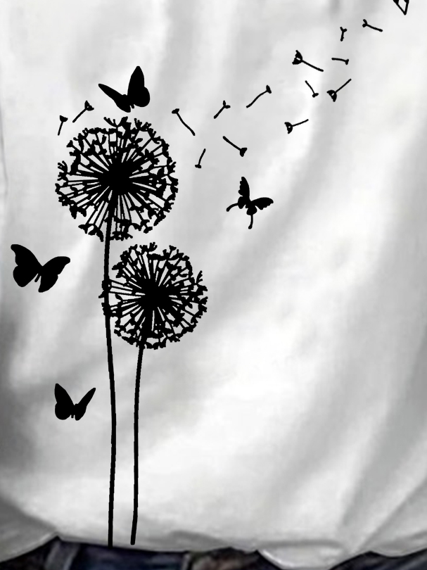 Dandelion Print Long Sleeve Crew Neck T-shirt