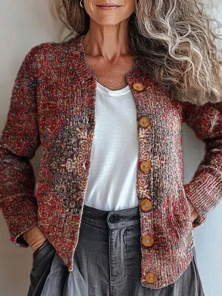 Casual Loose Crew Neck Knitted Cardigan