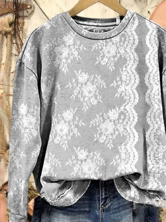 Casual Loose Floral Sweatshirt