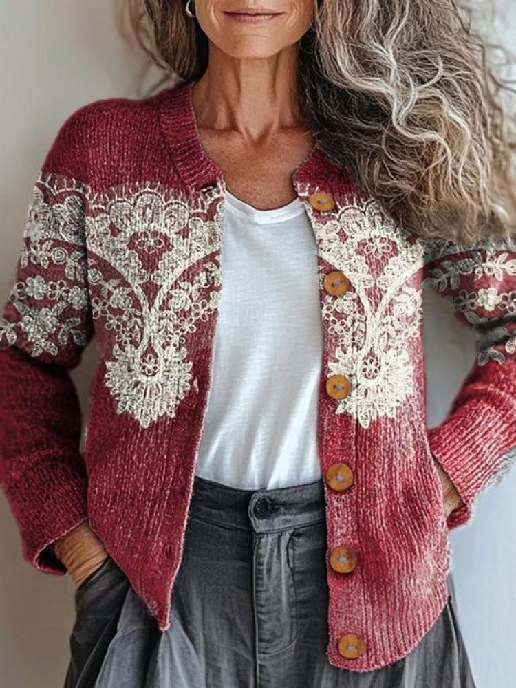 Loose Knitted Crew Neck Vintage Cardigan