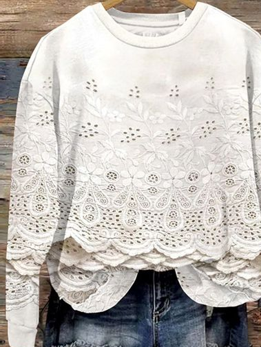 Floral Crew Neck Casual Sweatshirt