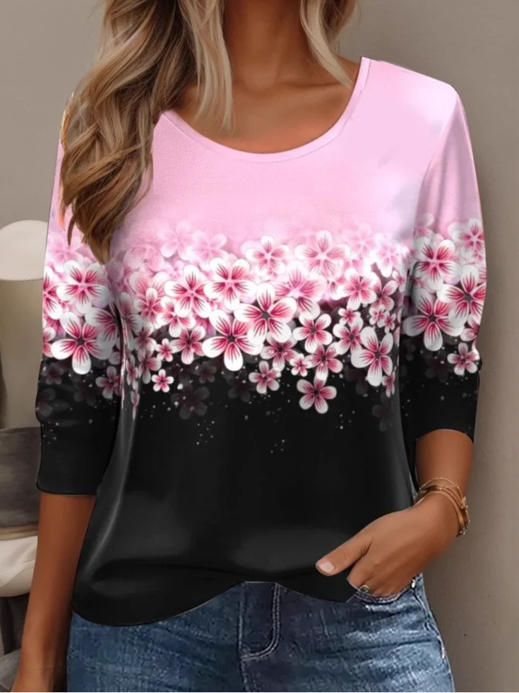 Crew Neck Ethnic Casual T-Shirt