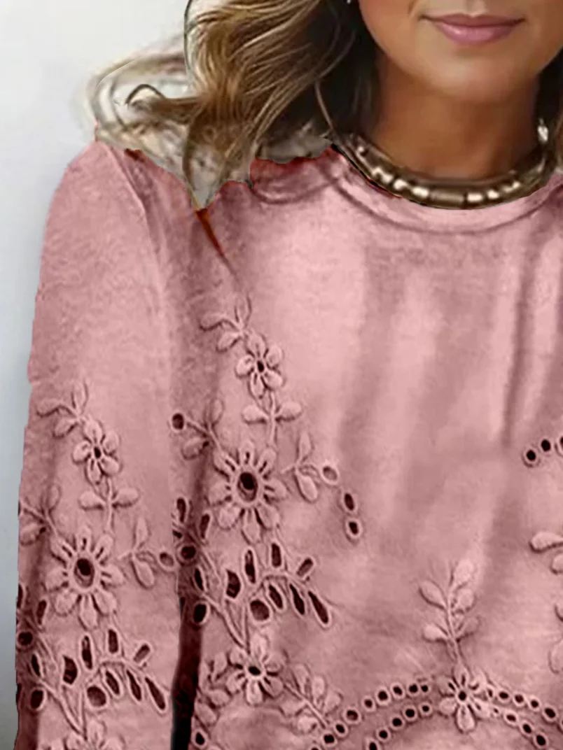 Floral Print Long Sleeve Crew Neck T-shirt