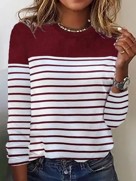 Jersey Striped Casual Loose T-Shirt