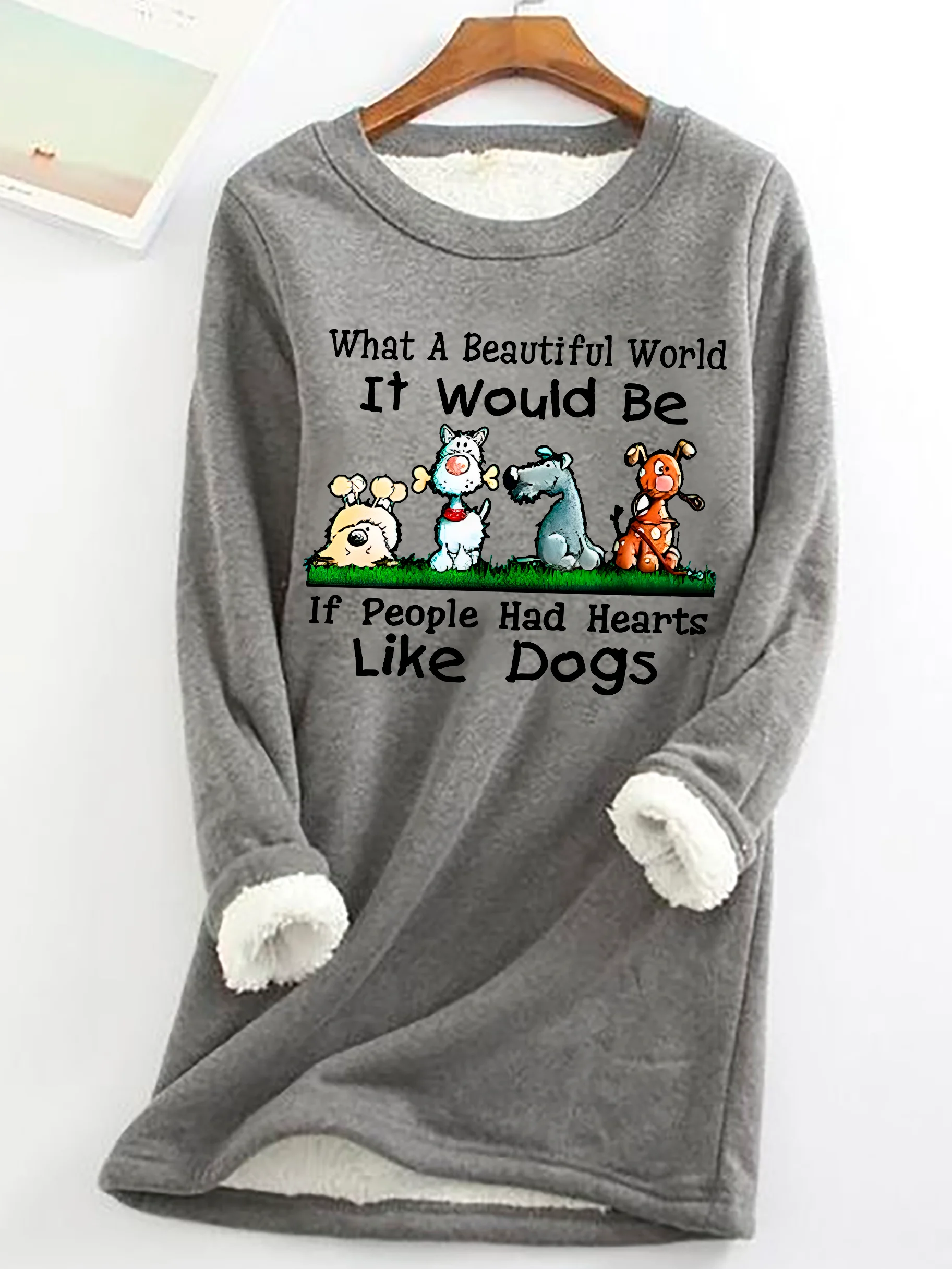 Dog Lovers Casual Fluff Fleece Fabric Sweatshirt