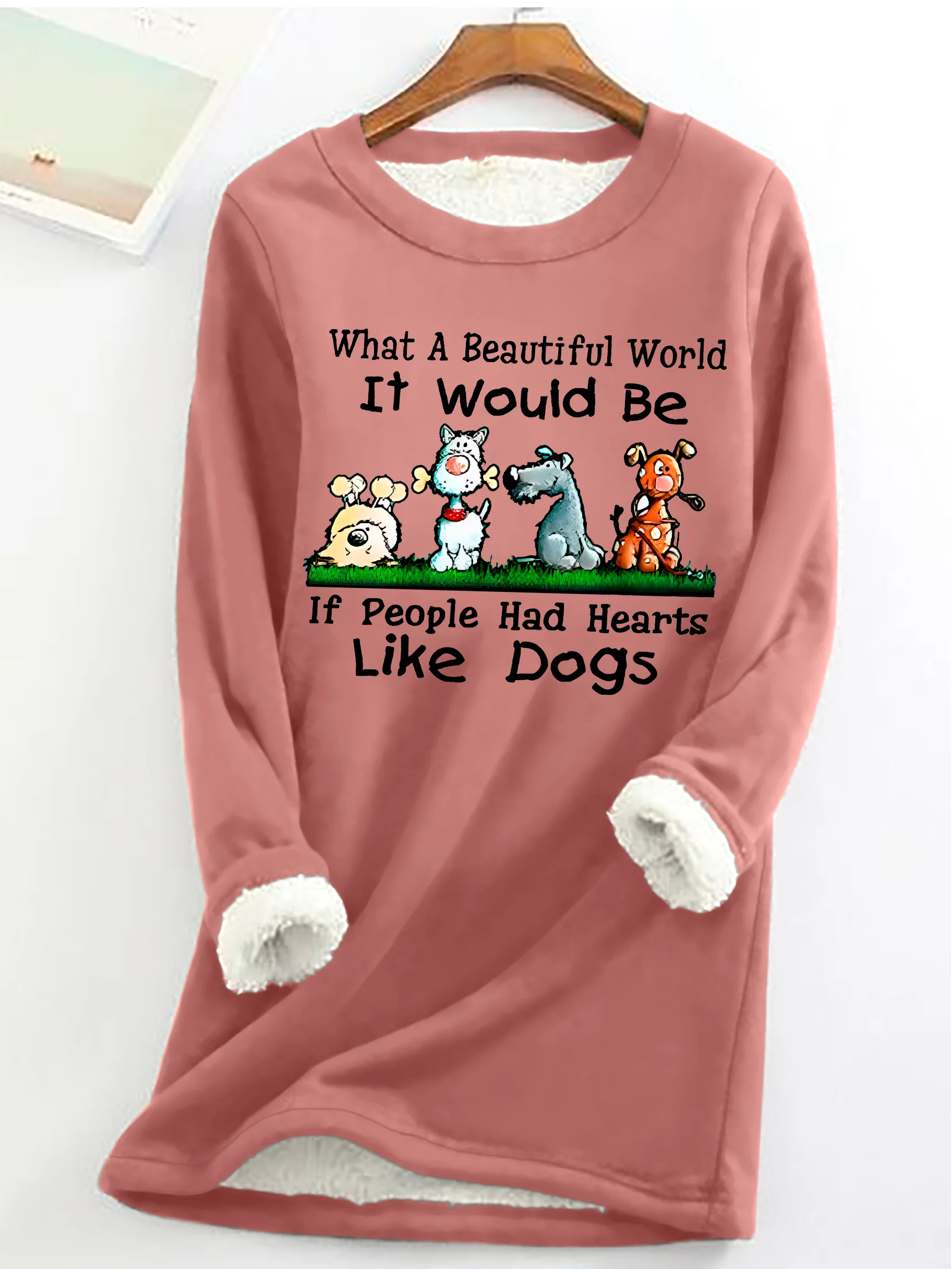 Dog Lovers Casual Fluff Fleece Fabric Sweatshirt