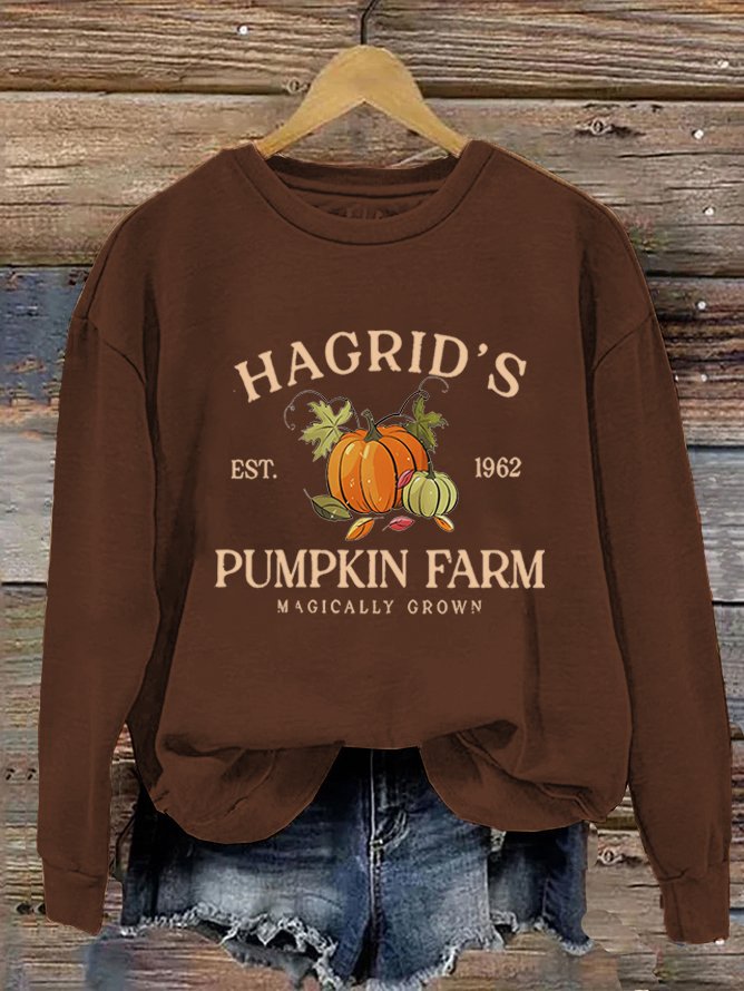 Hagrid's Pumpkin Patch Print Casual Sweatshirt