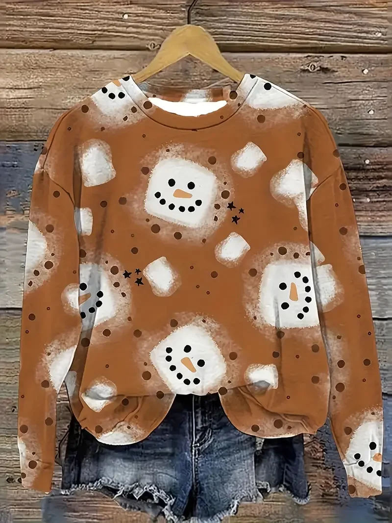 Christmas Snowman Printing Christmas Sweatshirt