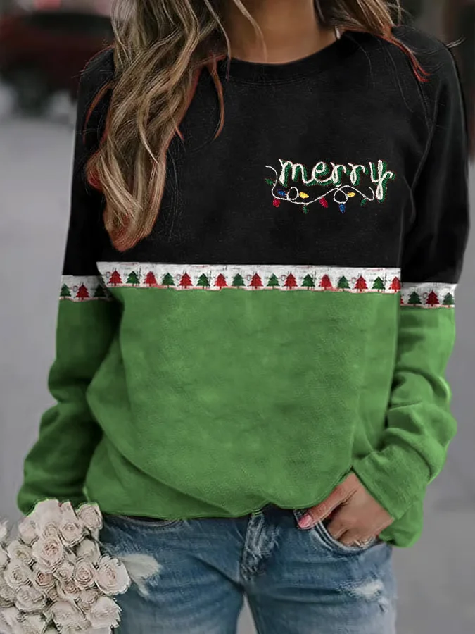 Women's Merry Christmas Printed Sweatshirt