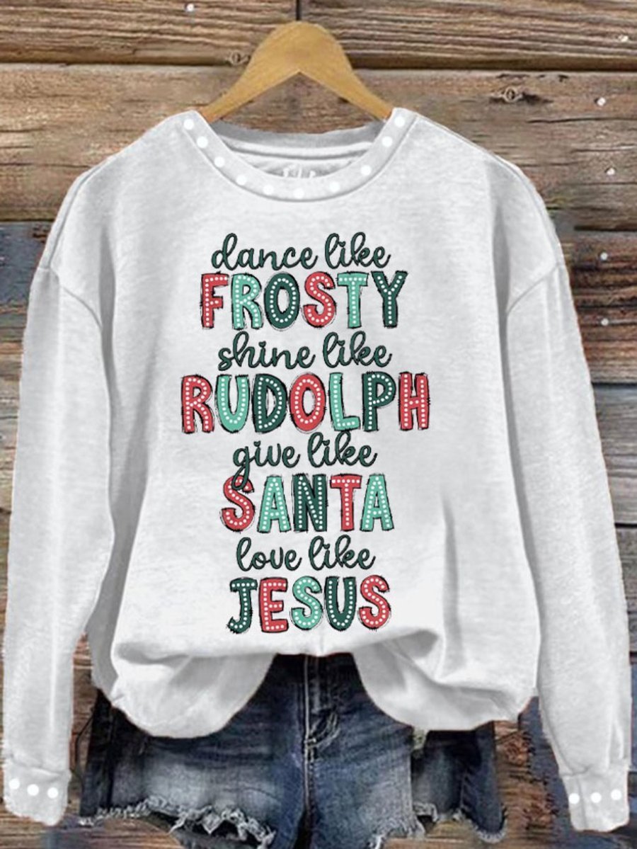 Women's Merry Christmas Love Like Jesus Printed Sweatshirt