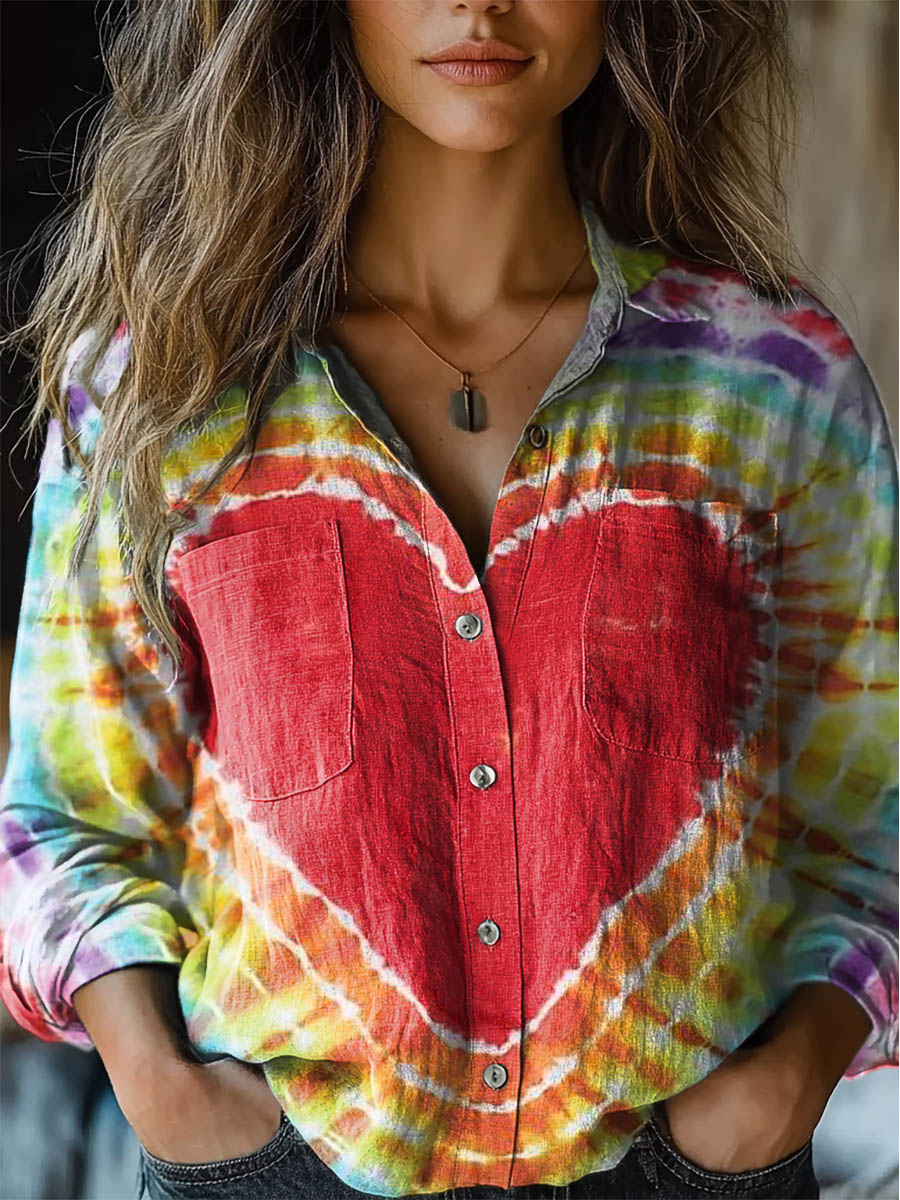 Heart Print Long Sleeve Shirt