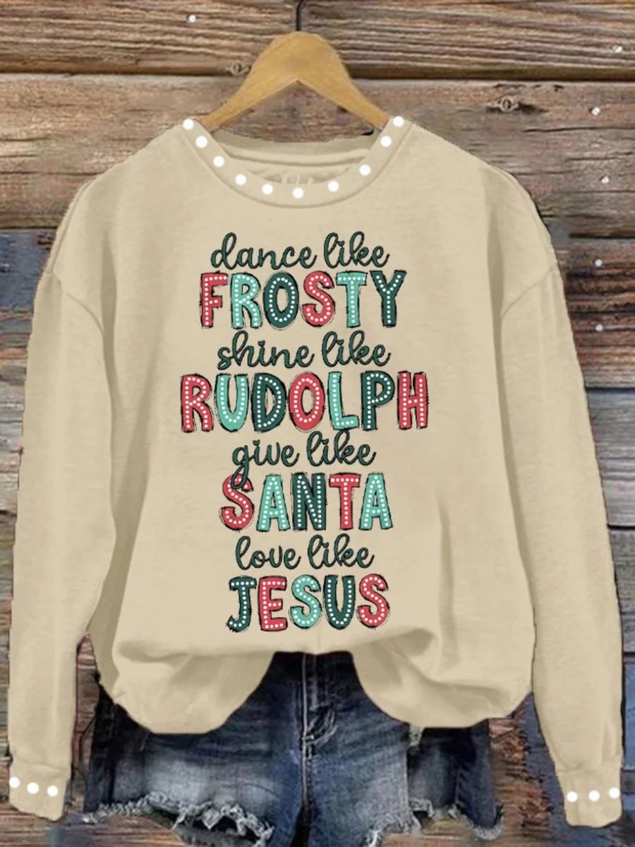 Women's Merry Christmas Love Like Jesus Printed Sweatshirt